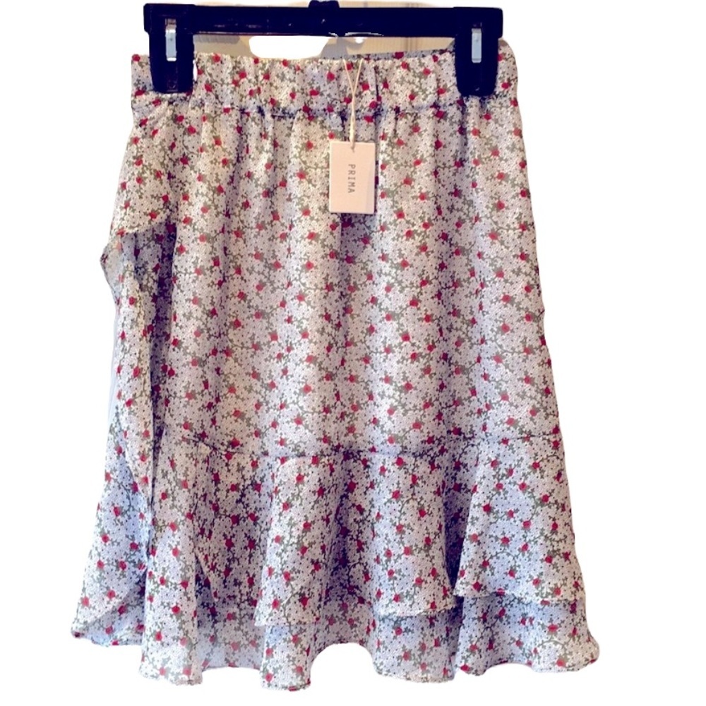 NWT Prima Skirt MIDI FLOWER PRINT lined skirt SZ XS